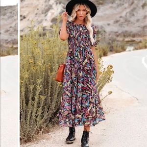VICI Night Fever Smocked Midi Dress